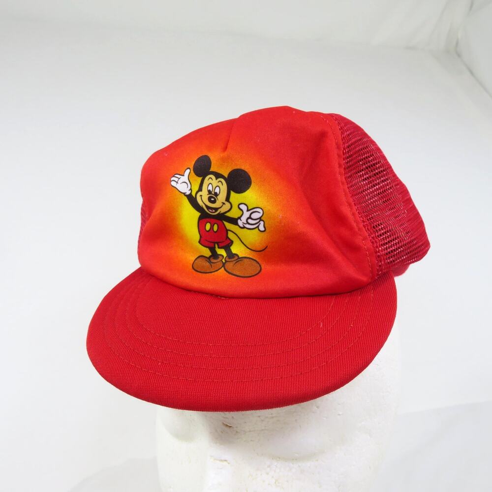 80s Kids Mickey Mouse Baseball Style Hat Cap Red Youth One Size fits most